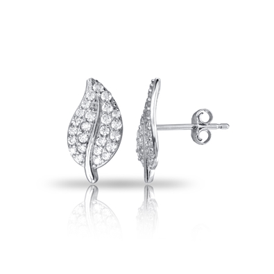 CZ Leaf Stud Earrings