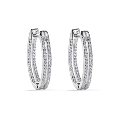 Pave Double Clear CZ Hoop Earrings