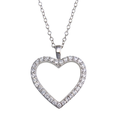 CZ Open Heart Necklace