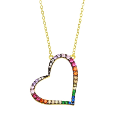 Slanted Heart Pendant Necklace