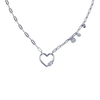 CZ Heart Paperclip Necklace