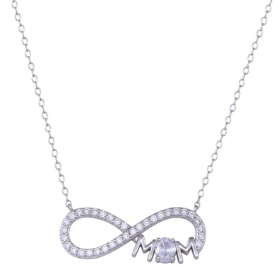 Infinity Mom Clear CZ Necklace