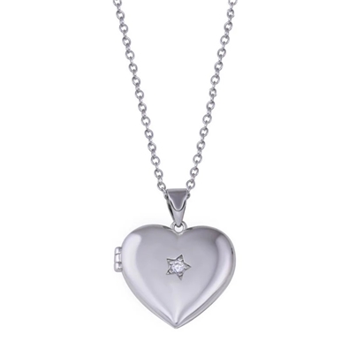 Heart Locket Star CZ Necklace