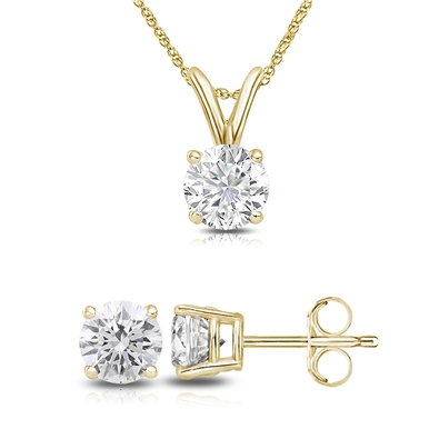 Round Lab Grown Diamond Set in 14K Gold