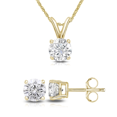 Round Lab Grown Diamond Set in 14K Gold