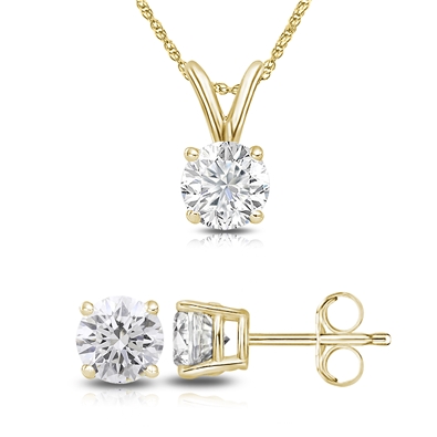 Round Lab Grown Diamond Set in 14K Gold