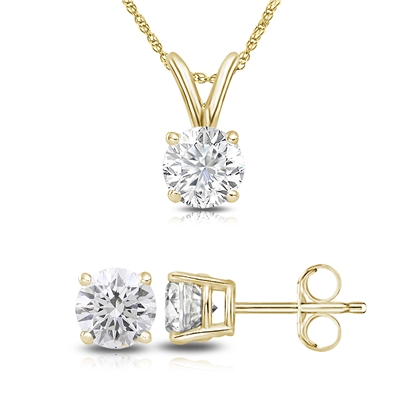 Round Lab Grown Diamond Set in 14K Gold