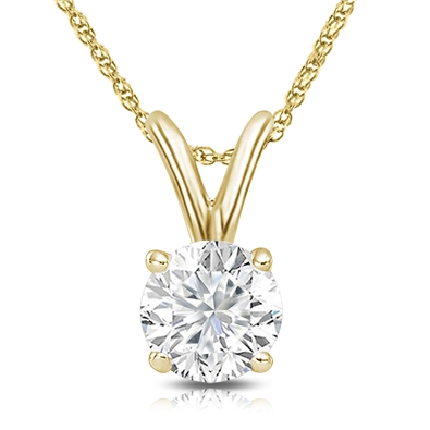 Round Lab Grown Diamond Pendant in 14K