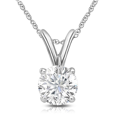 Round Lab Grown Diamond Pendant in 14K
