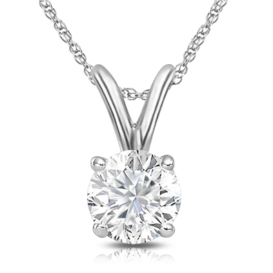 Round Lab Grown Diamond Pendant in 14K