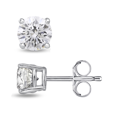 Round Lab Grown Diamond Stud in 14K Gold