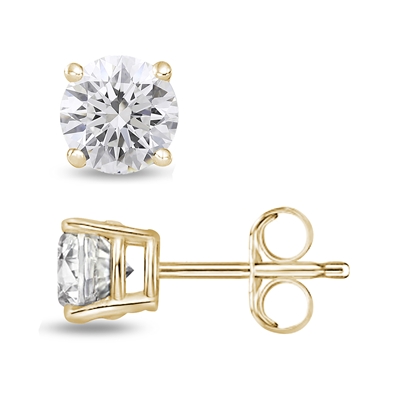 Round Lab Grown Diamond Stud in 14K Gold