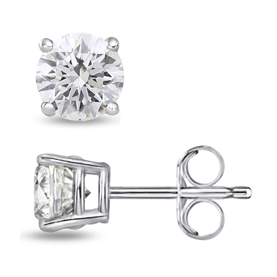 Round Lab Grown Diamond Stud in 14K Gold