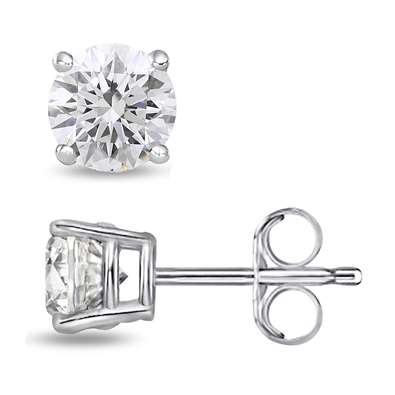 Round Lab Grown Diamond Stud in 14K Gold