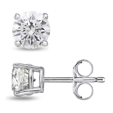 Round Lab Grown Diamond Stud in 14K Gold
