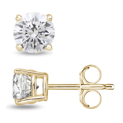 Round Lab Grown Diamond Stud in 14K Gold