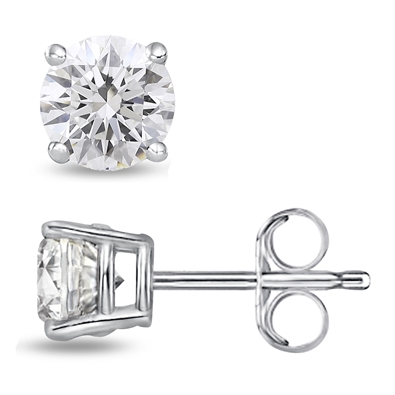 Round Lab Grown Diamond Stud in 14K Gold