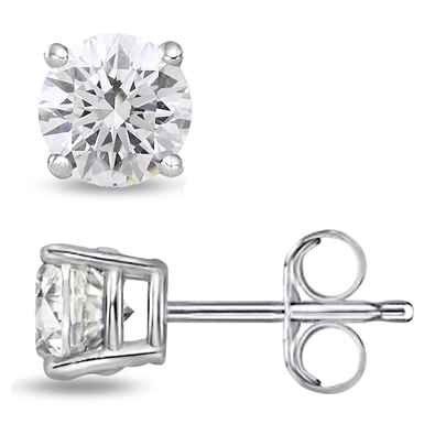 Round Lab Grown Diamond Stud in 14K Gold