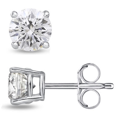 Round Lab Grown Diamond Stud in 14K Gold