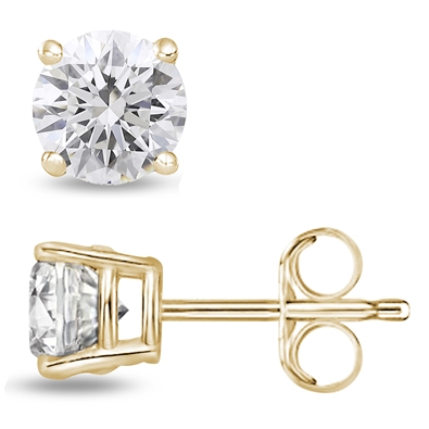 Round Lab Grown Diamond Stud in 14K Gold