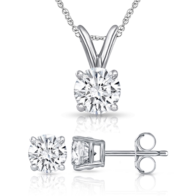 Lab Grown Diamond Pendant Earrings Set