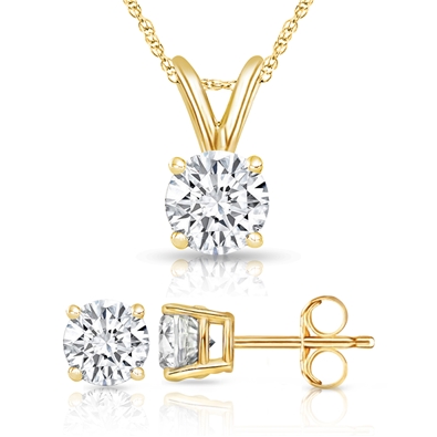 Lab Grown Diamond Pendant Earrings Set