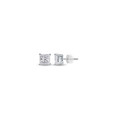 Princess cut Silicone Back Stud in 10K WG 0.05ct