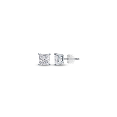 Princess cut Silicone Back Stud in 10K WG 0.07ct