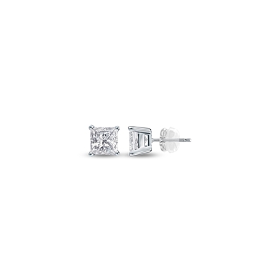 Princess cut Silicone Back Stud in 10K WG 0.09ct