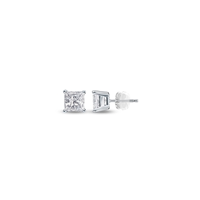 Princess cut Silicone Back Stud in 10K WG 0.10ct