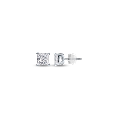 Princess cut Silicone Back Stud in 10K WG 0.12ct