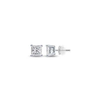 Princess cut Silicone Back Stud in 10K WG 0.15ct
