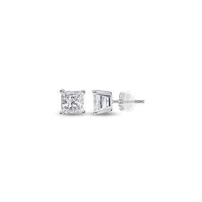 Princess cut Silicone Back Stud in 10K WG 0.18ct