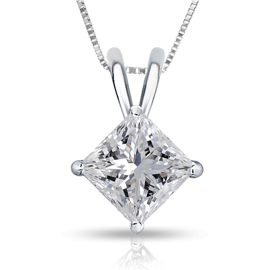 Princess cut Pendant with Chain in 925 SS 0.05ct