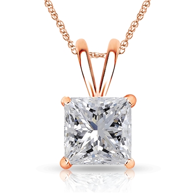 Princess cut Dia. Pndt w/chain