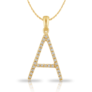 Diamond Bold Initial Pendant A
