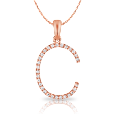 Diamond Bold Initial Pendant C