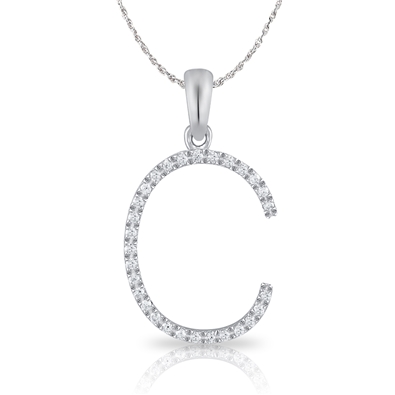 Diamond Bold Initial Pendant C