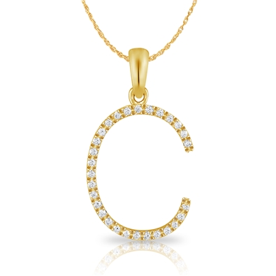 Diamond Bold Initial Pendant C