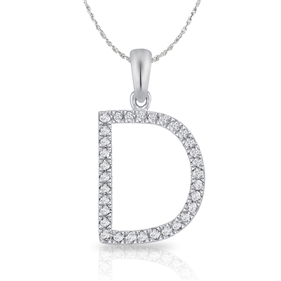Diamond Bold Initial Pendant D
