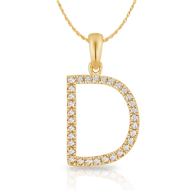 Diamond Bold Initial Pendant D