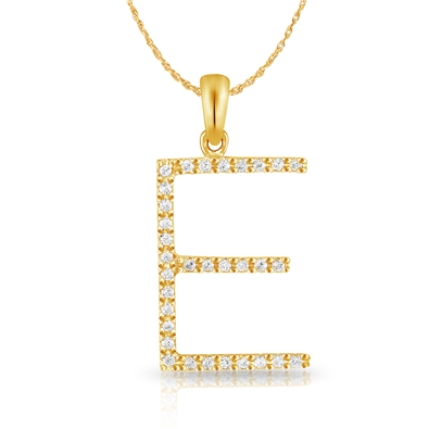 Diamond Bold Initial Pendant E
