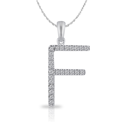 Diamond Bold Initial Pendant F