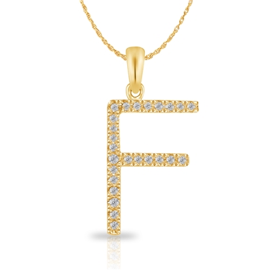 Diamond Bold Initial Pendant F