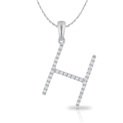 Diamond Bold Initial Pendant H