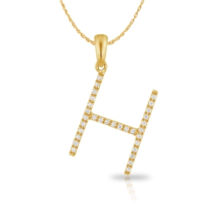 Diamond Bold Initial Pendant H