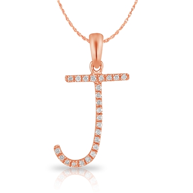Diamond Bold Initial Pendant J