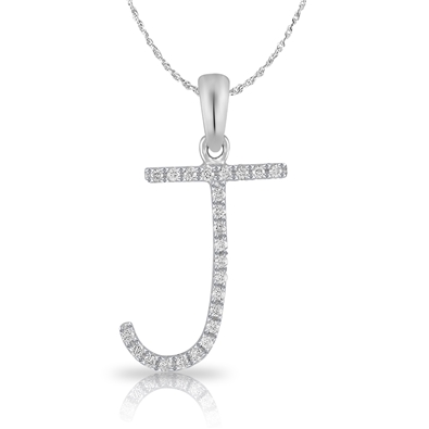 Diamond Bold Initial Pendant J