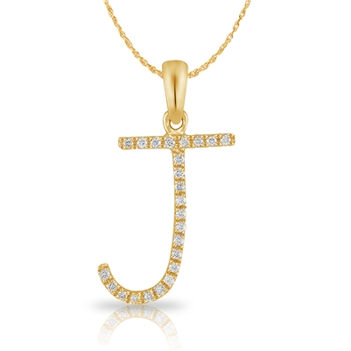 Diamond Bold Initial Pendant J