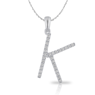 Diamond Bold Initial Pendant K